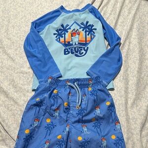 Blue Boys' Long-Sleeve Rashguard Set - Bluey Graphic
